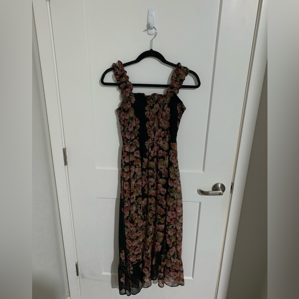 Floral Black Dress Size Small (larger fit than small)